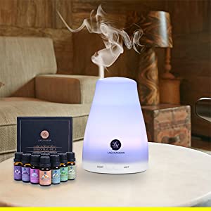 LagunaMoon Aroma Diffuser with Essential Oils Gift 10 Set Kit